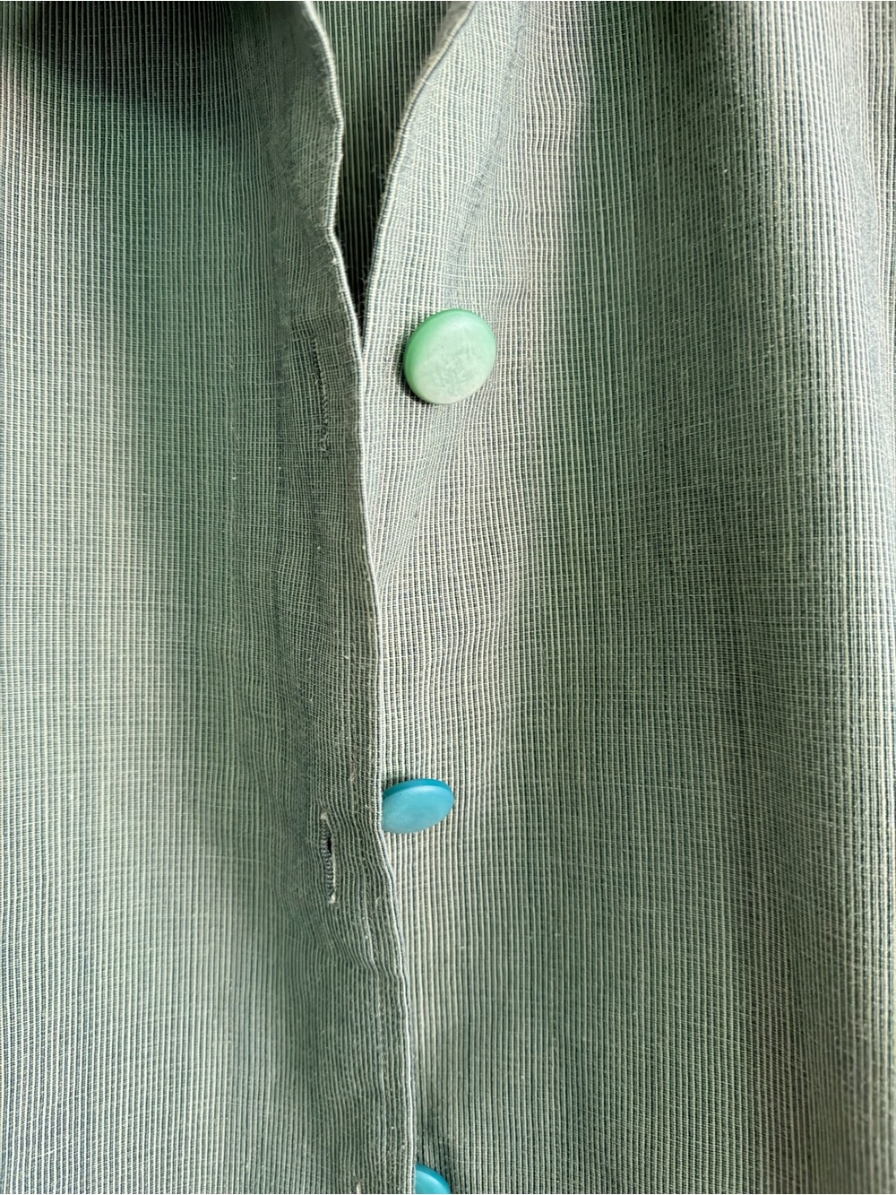 Handmade Light Green Button-Front Jacket - Picture 3 of 4